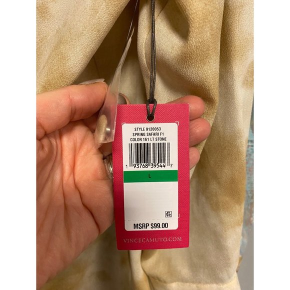 Vince Camuto NWT Women's Lg Blouse Tunic Tie Dye Spring Safari Wrap Style V-Neck - Picture 7 of 12